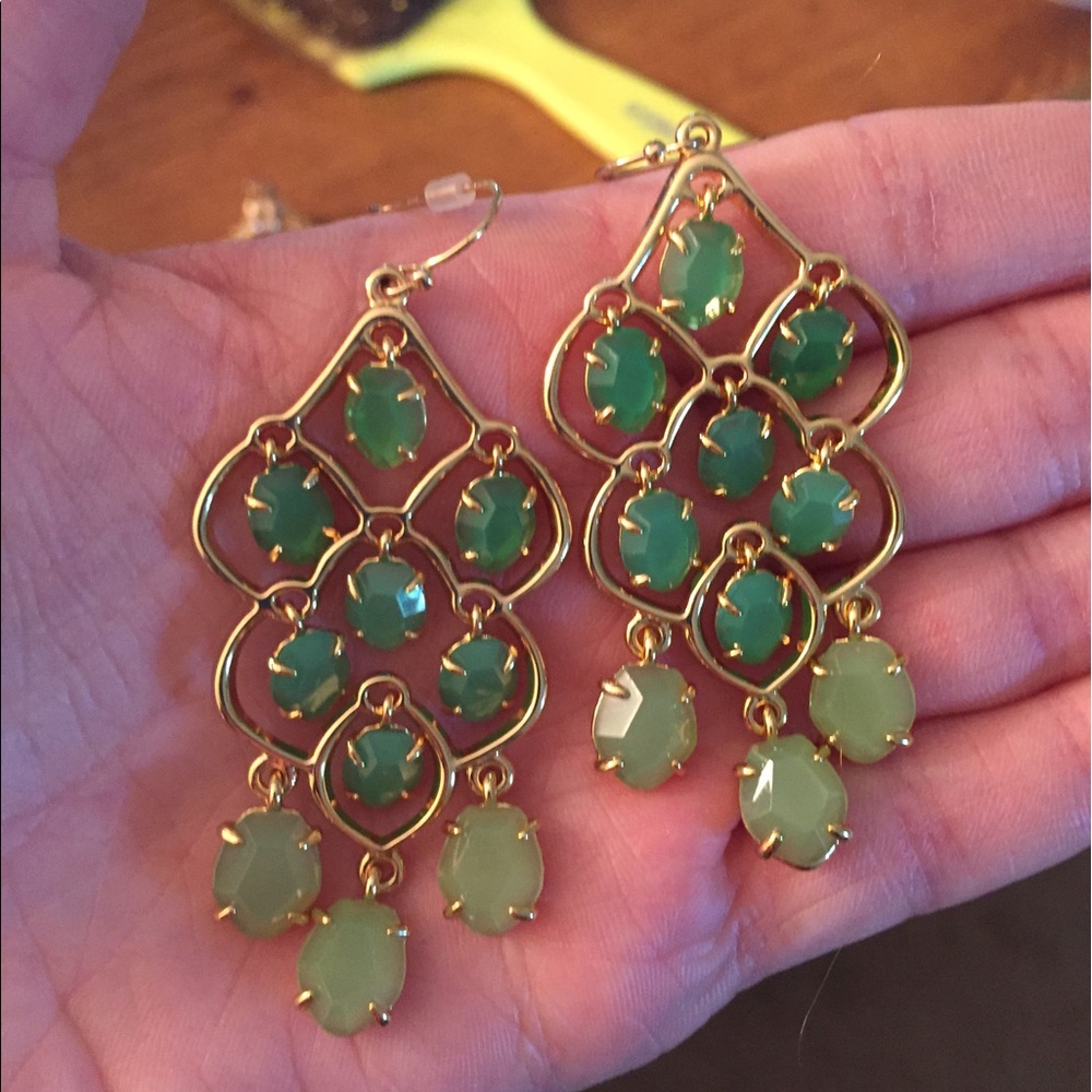 Stella & Dot Green and Gold Earrings